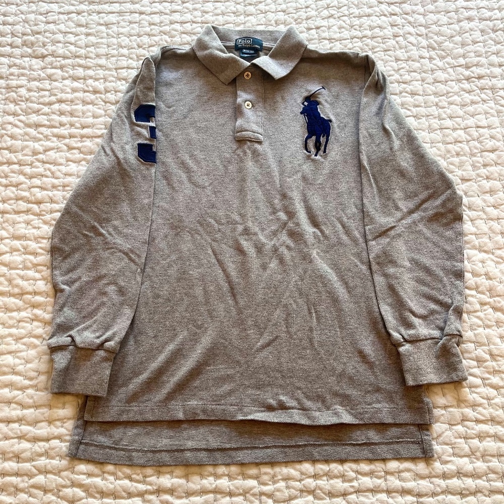 Boys Polo Ralph Lauren Gray LS Polo 10/12